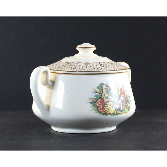Sugar Bowl & Lid Colonial Couple Homer Laughlin Liberty Style #F54N6 U.S.A 1950s - Picture 10 of 14